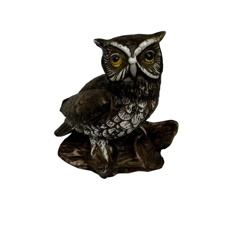 Vintage Ceramic Great Horned Owl Figurine Hand Painted Bird Decor 1114 5 Inch
